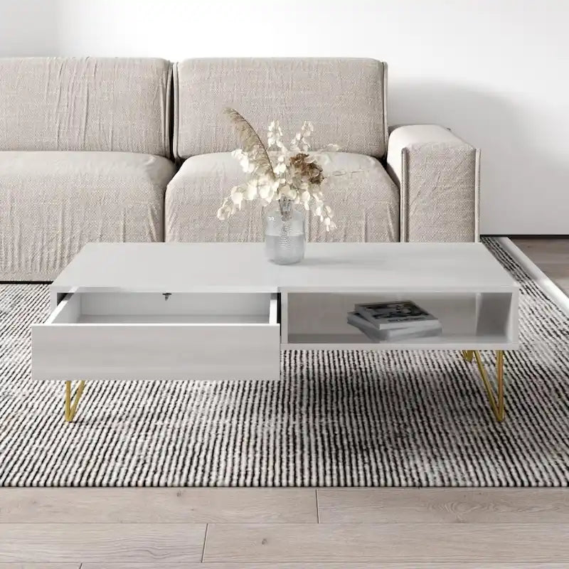 Table Basse Laquée, Noir/Blanc, Style Moderne