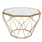 Table d'appoint géométrique en verre, style moderne, usage unique – Or / Jaune / Noir / Gris / Blanc / Rouge