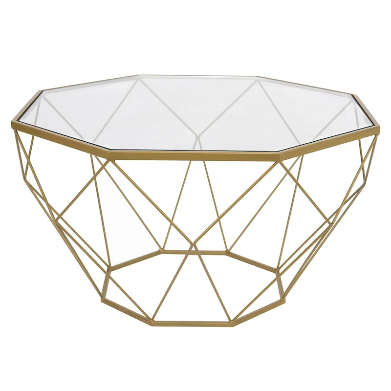 Table d'appoint géométrique en verre, style moderne, usage unique – Or / Jaune / Noir / Gris / Blanc / Rouge