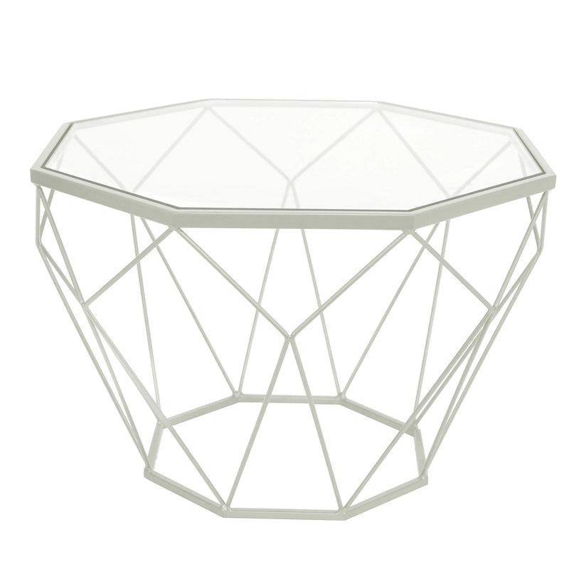 Table d'appoint géométrique en verre, style moderne, usage unique – Or / Jaune / Noir / Gris / Blanc / Rouge
