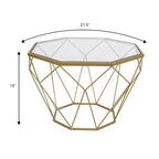 Table d'appoint géométrique en verre, style moderne, usage unique – Or / Jaune / Noir / Gris / Blanc / Rouge
