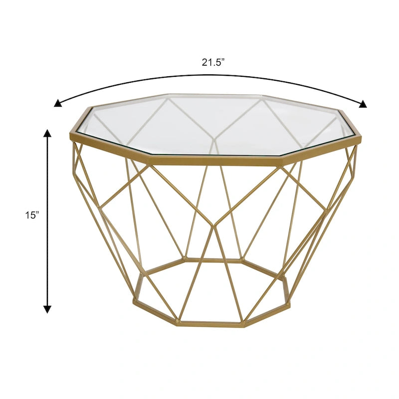 Table d'appoint géométrique en verre, style moderne, usage unique – Or / Jaune / Noir / Gris / Blanc / Rouge