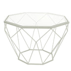 Table d'appoint géométrique en verre, style moderne, usage unique – Or / Jaune / Noir / Gris / Blanc / Rouge