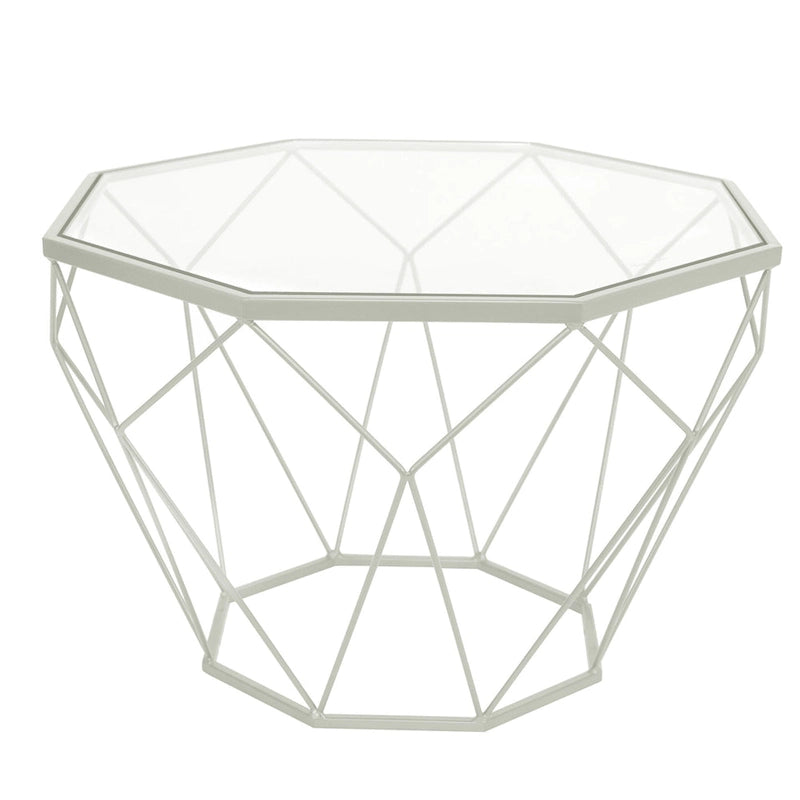 Table d'appoint géométrique en verre, style moderne, usage unique – Or / Jaune / Noir / Gris / Blanc / Rouge