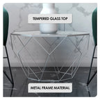 Table d'appoint géométrique en verre, style moderne, usage unique – Or / Jaune / Noir / Gris / Blanc / Rouge