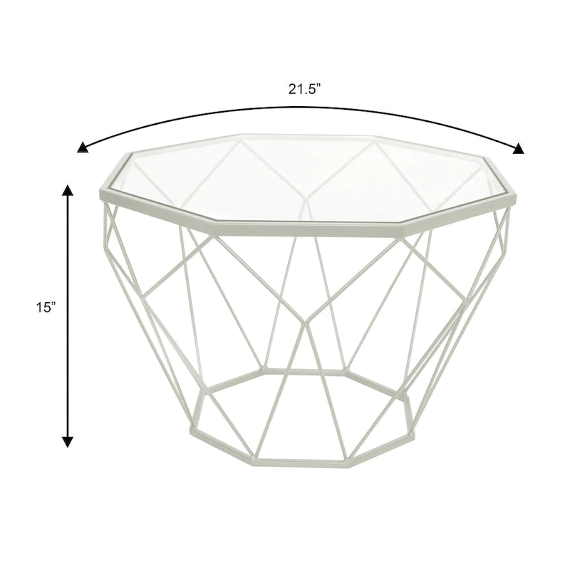 Table d'appoint géométrique en verre, style moderne, usage unique – Or / Jaune / Noir / Gris / Blanc / Rouge