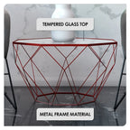 Table d'appoint géométrique en verre, style moderne, usage unique – Or / Jaune / Noir / Gris / Blanc / Rouge