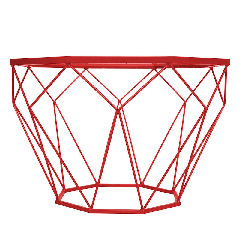 Table d'appoint géométrique en verre, style moderne, usage unique – Or / Jaune / Noir / Gris / Blanc / Rouge