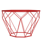 Table d'appoint géométrique en verre, style moderne, usage unique – Or / Jaune / Noir / Gris / Blanc / Rouge
