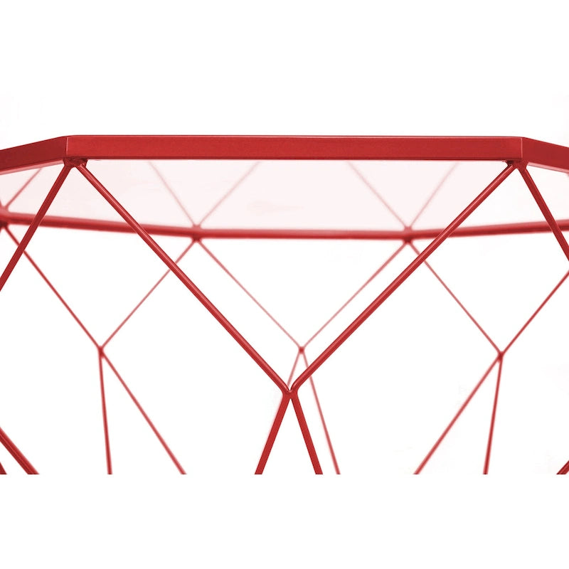 Table d'appoint géométrique en verre, style moderne, usage unique – Or / Jaune / Noir / Gris / Blanc / Rouge