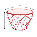 Table d'appoint géométrique en verre, style moderne, usage unique – Or / Jaune / Noir / Gris / Blanc / Rouge