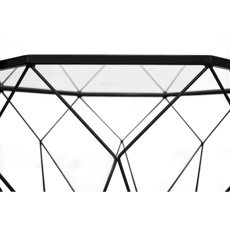 Table d'appoint géométrique en verre, style moderne, usage unique – Or / Jaune / Noir / Gris / Blanc / Rouge