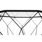 Table d'appoint géométrique en verre, style moderne, usage unique – Or / Jaune / Noir / Gris / Blanc / Rouge