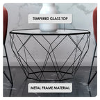 Table d'appoint géométrique en verre, style moderne, usage unique – Or / Jaune / Noir / Gris / Blanc / Rouge