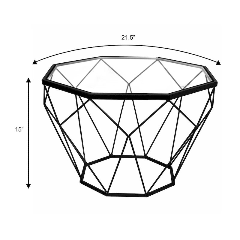 Table d'appoint géométrique en verre, style moderne, usage unique – Or / Jaune / Noir / Gris / Blanc / Rouge
