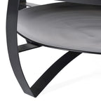 Table basse ronde naturelle et noire, style industriel bohème, pour 1 à 4 personnes