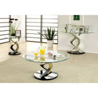 Console demi-lune plaquée satin avec plateau en verre
