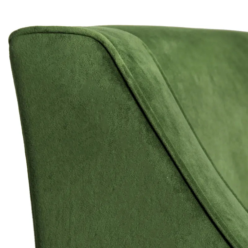 Fauteuil d'appoint individuel en velours vert avec accoudoirs incurvés