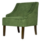 Fauteuil d'appoint individuel en velours vert avec accoudoirs incurvés