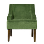 Fauteuil d'appoint individuel en velours vert avec accoudoirs incurvés