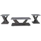 Ensemble de 3 tables basses et bouts de canapé en marbre gris