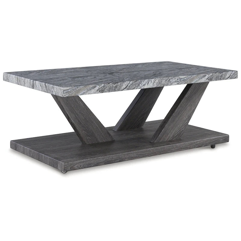 Ensemble de 3 tables basses et bouts de canapé en marbre gris