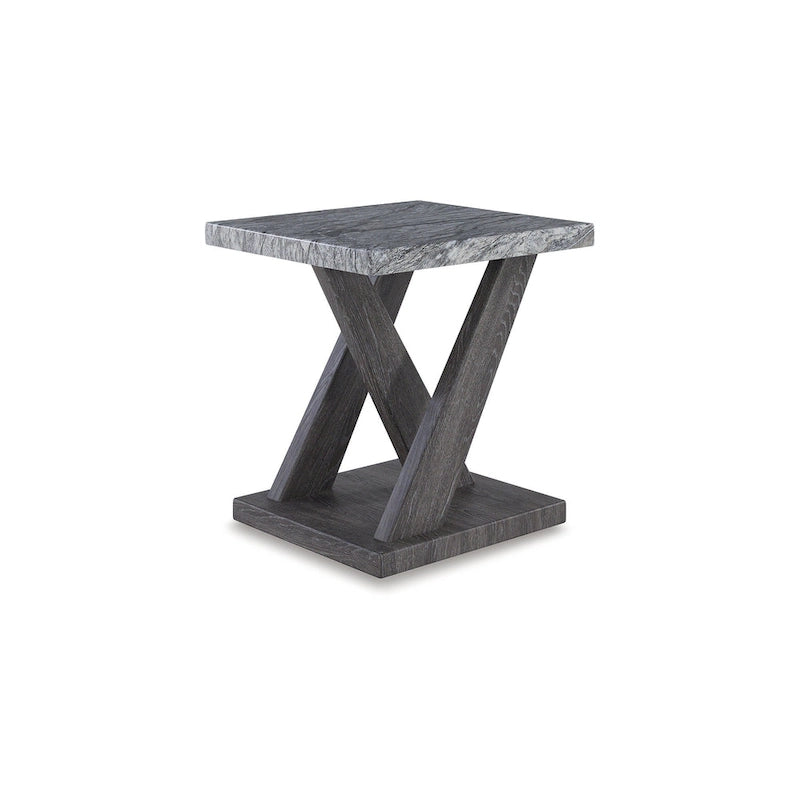 Ensemble de 3 tables basses et bouts de canapé en marbre gris