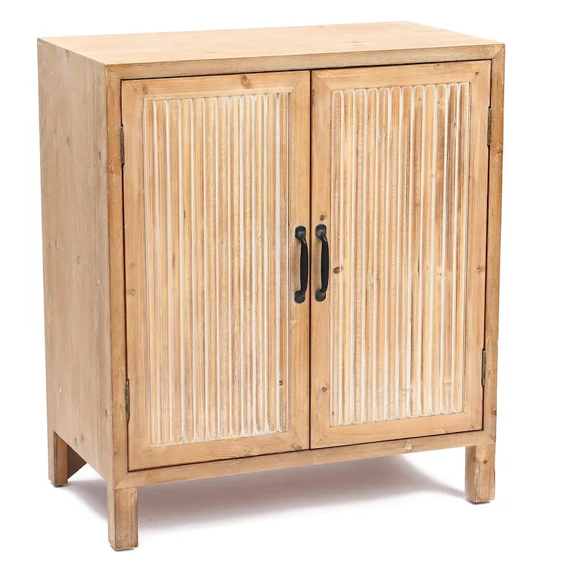 Armoire de rangement 2 portes, bois naturel et blanc, assemblage par 1 personne