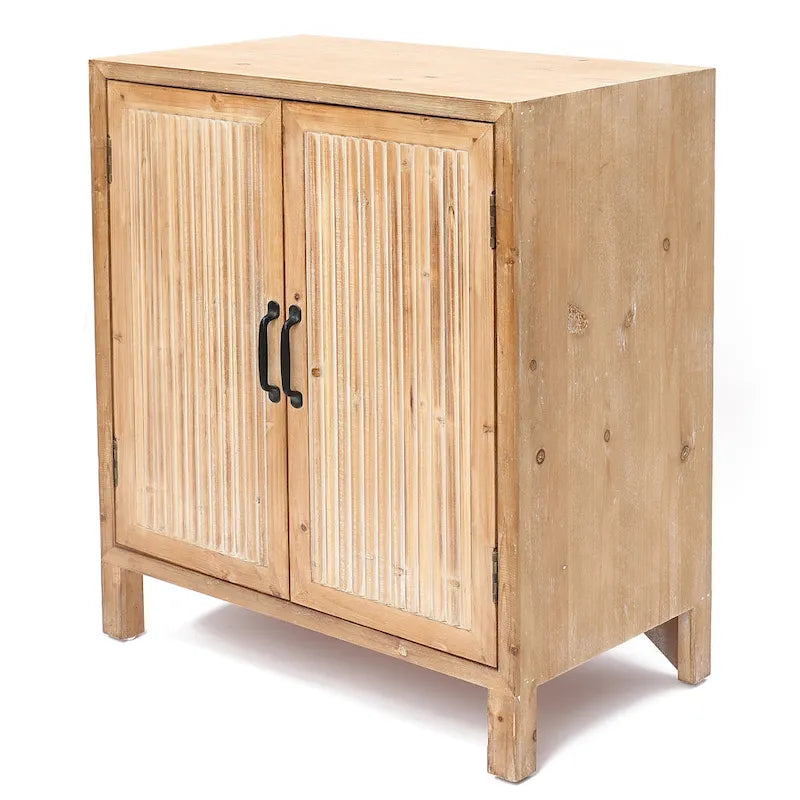Armoire de rangement 2 portes, bois naturel et blanc, assemblage par 1 personne