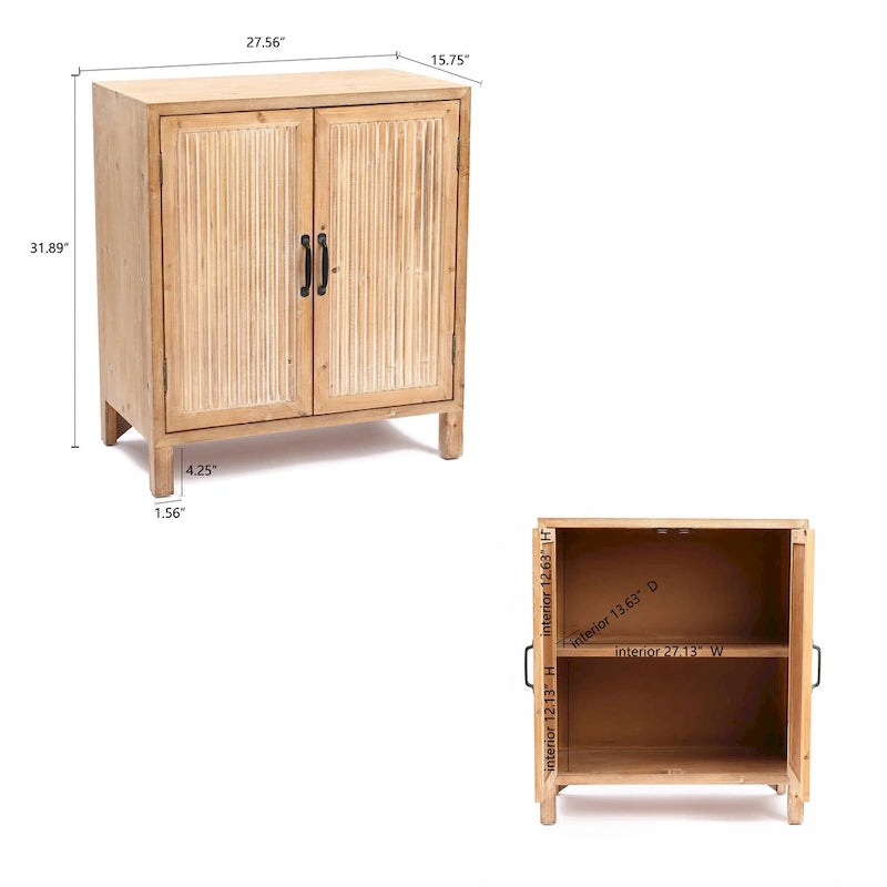 Armoire de rangement 2 portes, bois naturel et blanc, assemblage par 1 personne