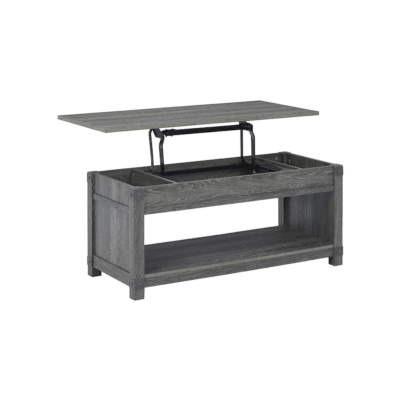 Table basse relevable effet bois marron, 44L x 20P x 19H po.