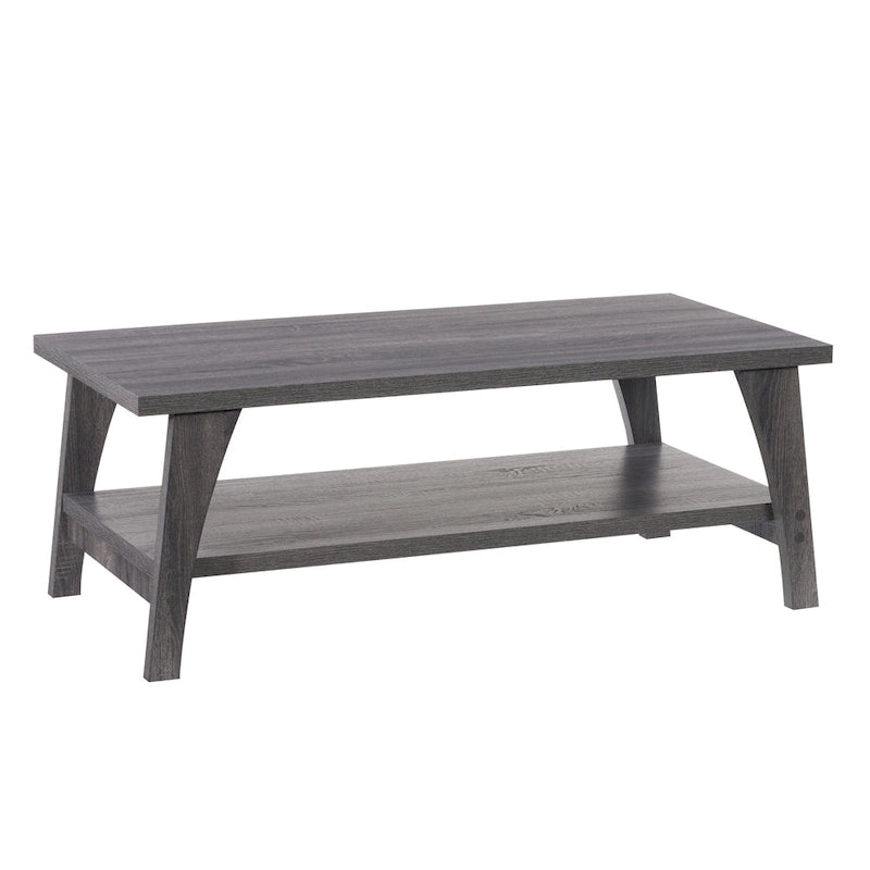 Table basse gris foncé moderne du milieu du siècle avec étagère de rangement