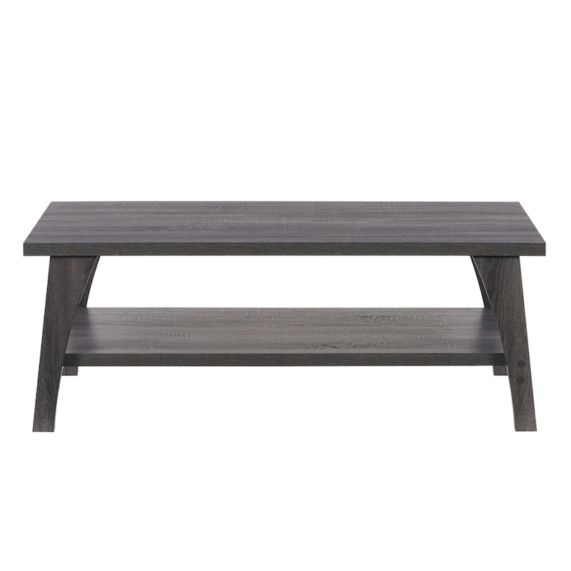 Table basse gris foncé moderne du milieu du siècle avec étagère de rangement
