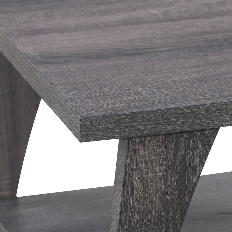 Table basse gris foncé moderne du milieu du siècle avec étagère de rangement