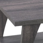 Table basse gris foncé moderne du milieu du siècle avec étagère de rangement