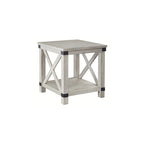 Table d'appoint rectangulaire en bois blanc antique, 24 larg. x 26 prof. x 25 haut.