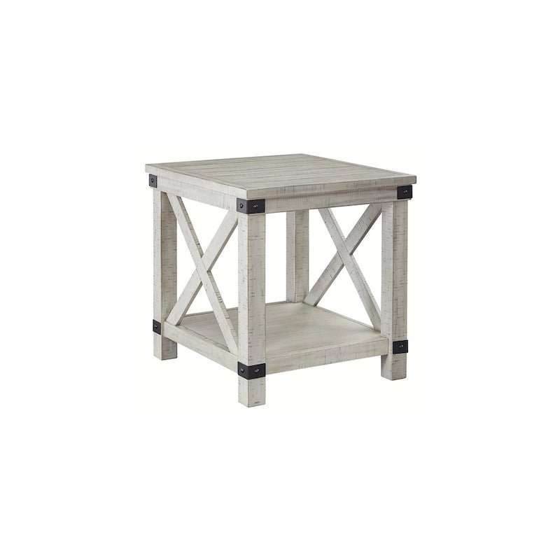 Table d'appoint rectangulaire en bois blanc antique, 24 larg. x 26 prof. x 25 haut.