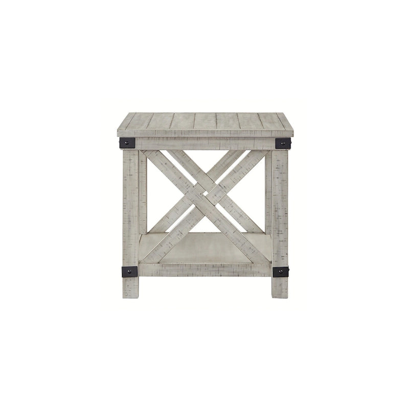 Table d'appoint rectangulaire en bois blanc antique, 24 larg. x 26 prof. x 25 haut.