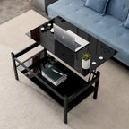 Table basse relevable en verre noir, 1 personne
