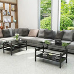 Table basse relevable en verre noir, 1 personne