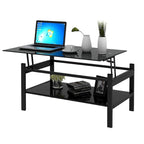 Table basse relevable en verre noir, 1 personne