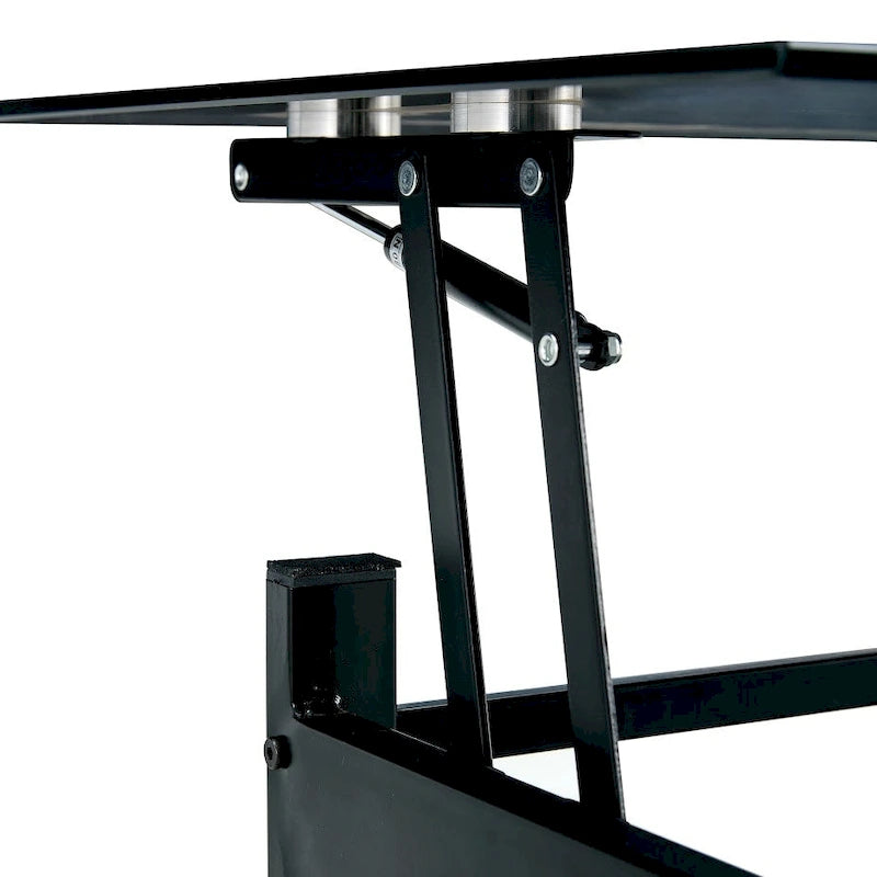 Table basse relevable en verre noir, 1 personne