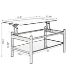Table basse relevable en verre noir, 1 personne