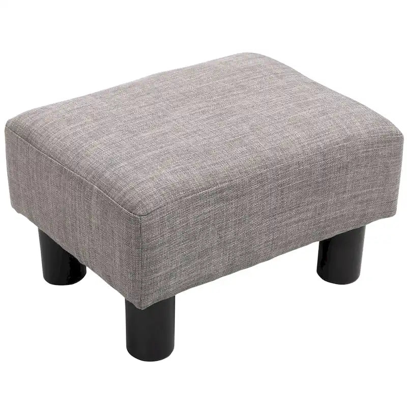 Ottoman rectangulaire en lin gris – Siège simple / Repose-pieds