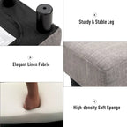Ottoman rectangulaire en lin gris – Siège simple / Repose-pieds