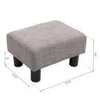 Ottoman rectangulaire en lin gris – Siège simple / Repose-pieds