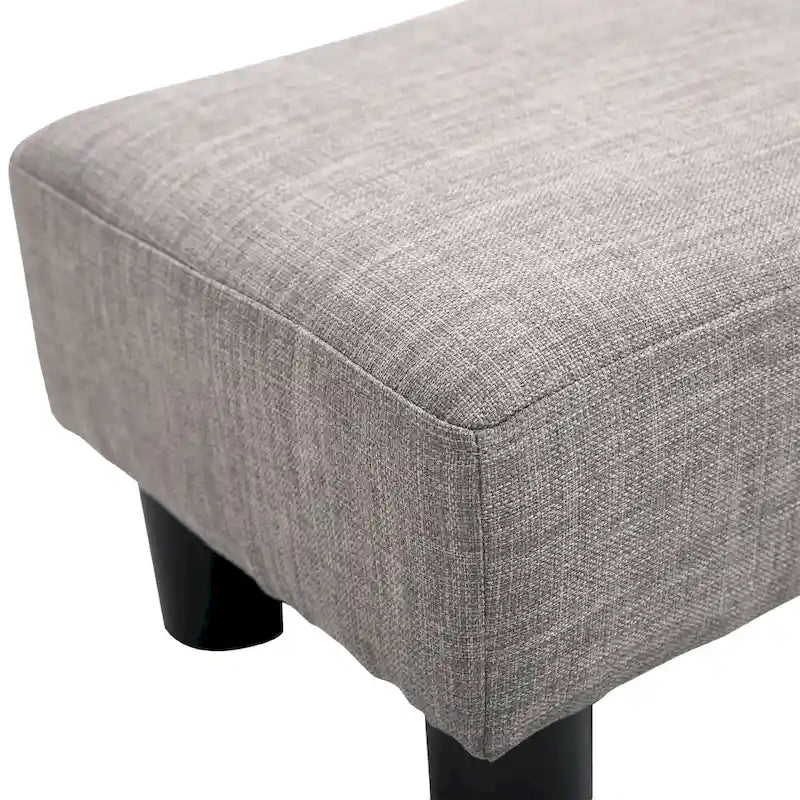 Ottoman rectangulaire en lin gris – Siège simple / Repose-pieds