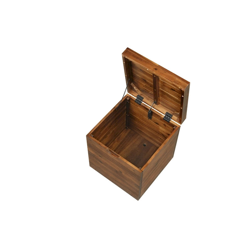 Coffre de rangement en bois d'acacia marron foncé, 1 place