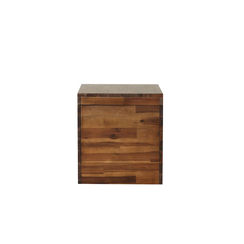 Coffre de rangement en bois d'acacia marron foncé, 1 place