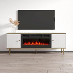 Meuble TV avec cheminée électrique noir/blanc mat – 63"